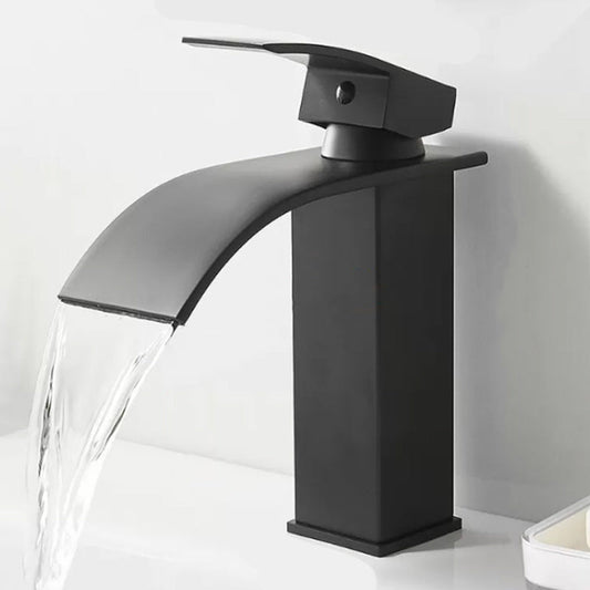 Frendorf | Moderner Wasserfallauslauf Waschbeckenarmatur mit LED Messing Waschbeckenarmatur