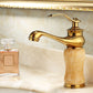 Frendorf | Deck Mounted Copper Tub Faucet Low Arc Roman Tub Faucet Set with Jade