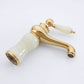 Frendorf | Deck Mounted Copper Tub Faucet Low Arc Roman Tub Faucet Set with Jade