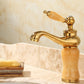 Frendorf | Deck Mounted Copper Tub Faucet Low Arc Roman Tub Faucet Set with Jade