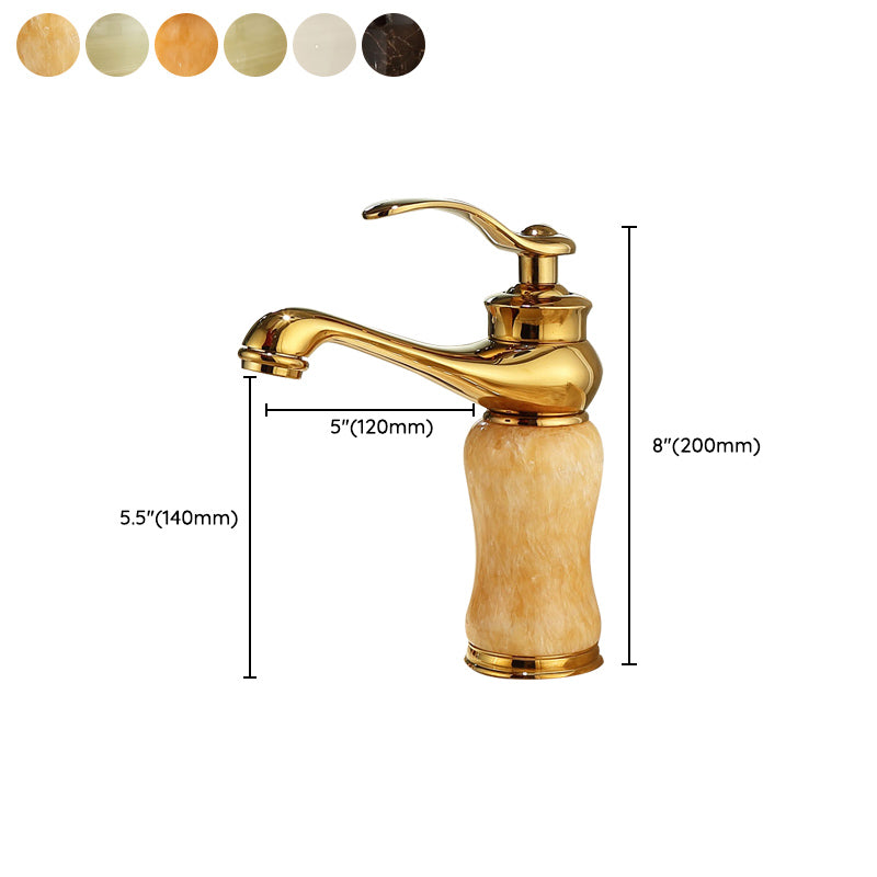 Frendorf | Deck Mounted Copper Tub Faucet Low Arc Roman Tub Faucet Set with Jade
