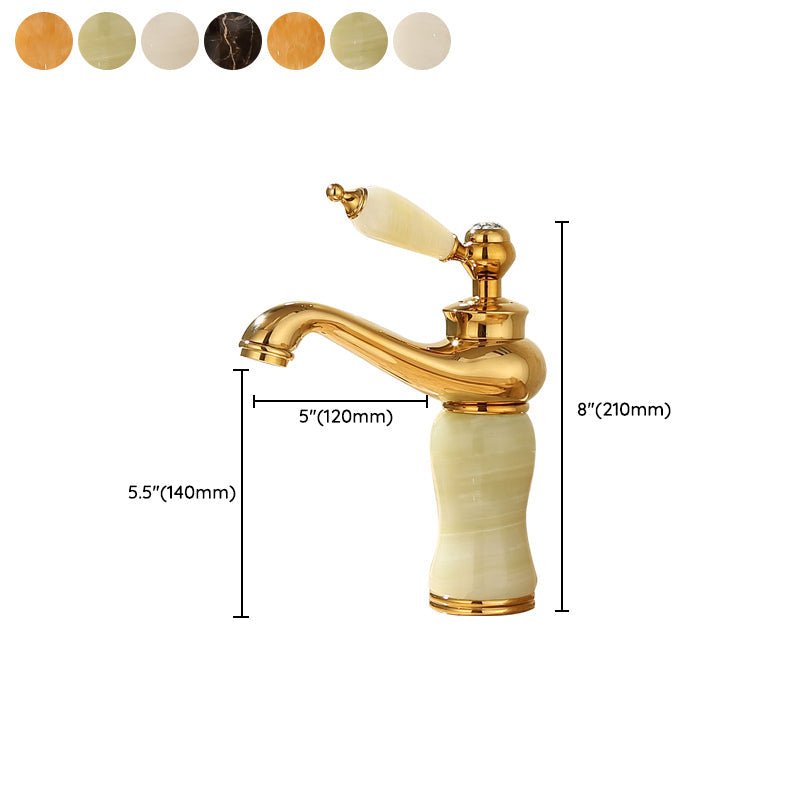 Frendorf | Deck Mounted Copper Tub Faucet Low Arc Roman Tub Faucet Set with Jade