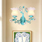 Frendorf | Blauwe Bloesem Wandlamp Lichtarmatuur Koreaanse Tuin Witte Glas 1/2-Licht Slaapkamer Wandlamp