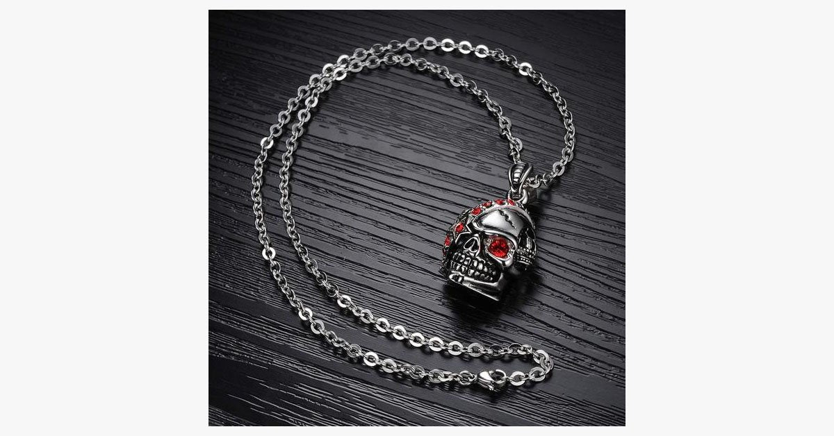 Frendorf | Blutiger Edelstahl und Zirkonia Schädel Anhänger