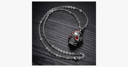 Frendorf | Blutiger Edelstahl und Zirkonia Schädel Anhänger