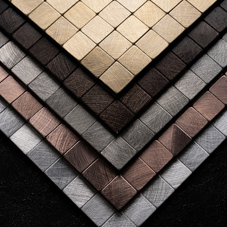 Frendorf | Mosaikfliesen Tapete Quadratische Form Abzieh- und Kleben Mosaikfliesen mit Metalloptik