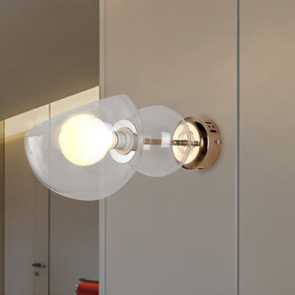 Frendorf | 1 Kopf Schlafzimmer Wandlampe Postmoderne Messing Wandbeleuchtung mit Kuppel Klar/Amber Glas Schirm