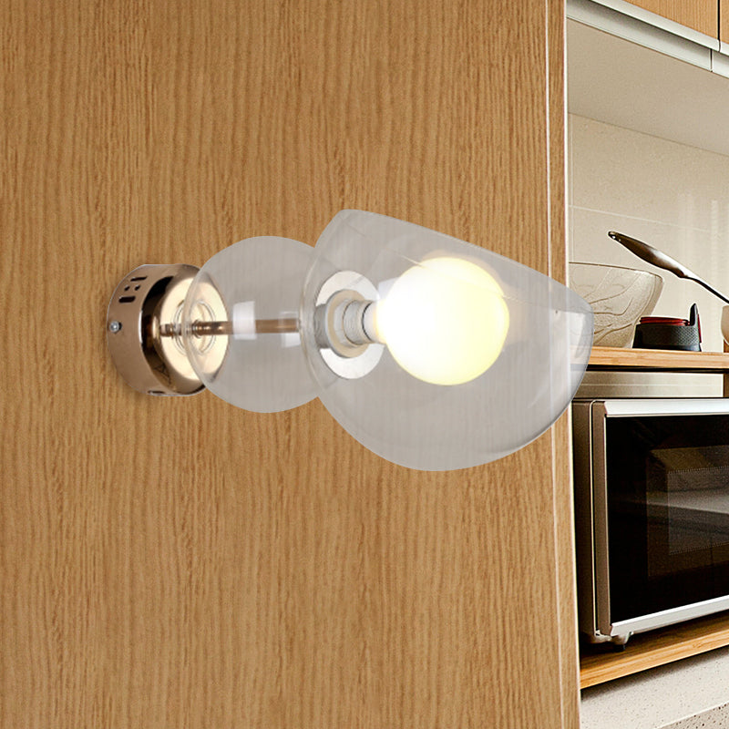 Frendorf | 1 Kopf Schlafzimmer Wandlampe Postmoderne Messing Wandbeleuchtung mit Kuppel Klar/Amber Glas Schirm