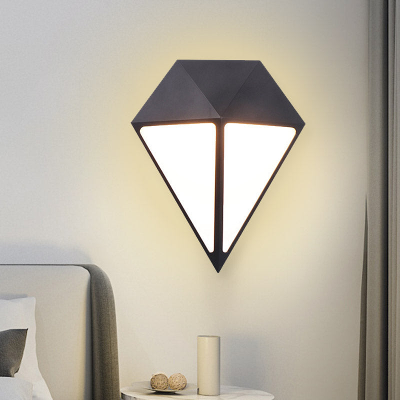 Frendorf | Modernist Diamond Wandleuchte Metallisch LED Treppen Wandmontage Lampe in Schwarz, Weiß/Warm/Natur Licht