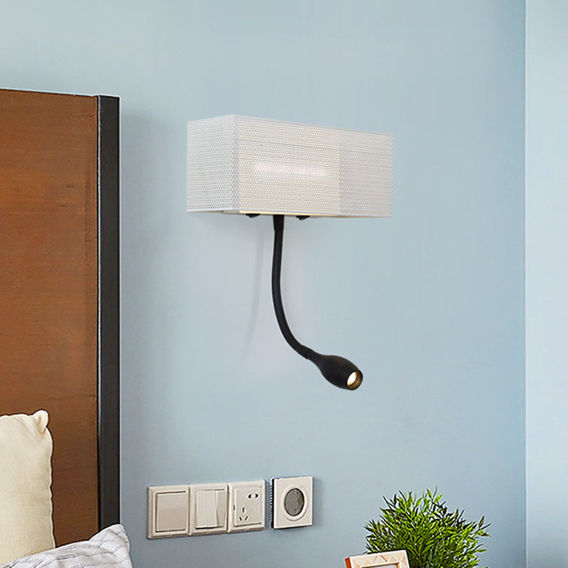 Frendorf | Metallisches Mesh Rechteckige Einbau Wandlampe Modernismus LED Wandleuchte in Weiß mit drehbarem Design