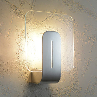 Frendorf | 1 Kopf Badezimmer Wandleuchte Modern Silber Finish Wandmontierte Lampe mit quadratischem Paneel Klarglas-Schirm