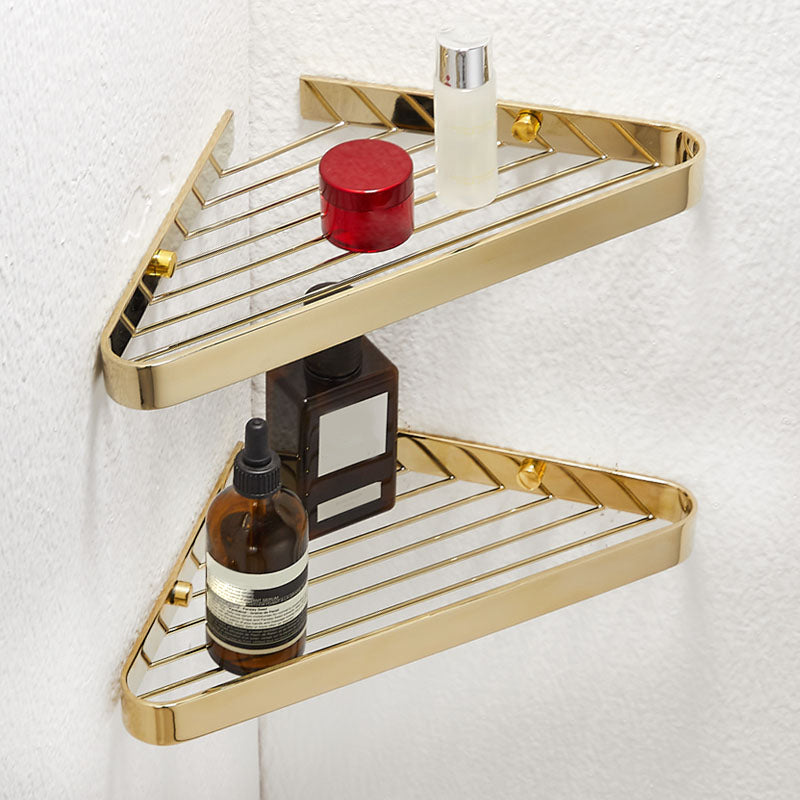 Frendorf | 2-teiliges modernes Badezimmer-Zubehörset, poliertes Chrom/Gold, Badablage
