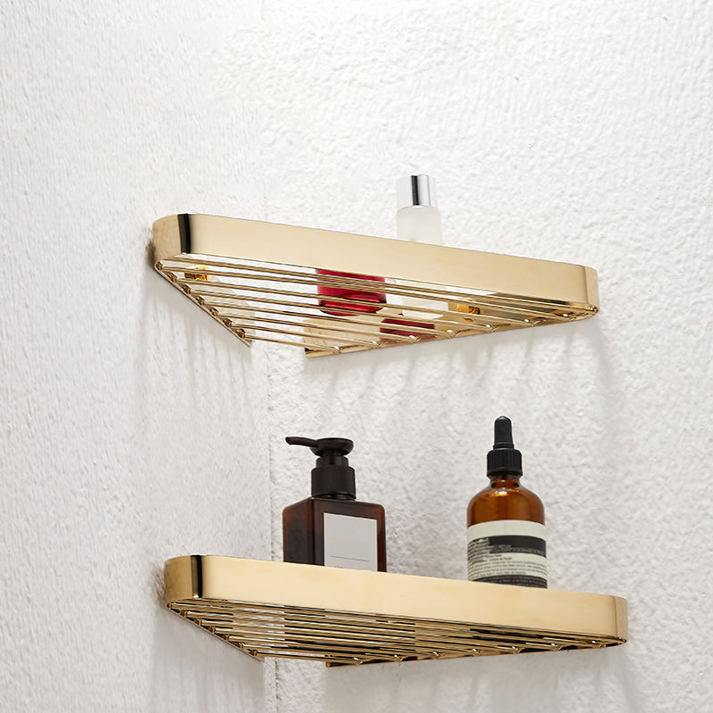Frendorf | 2-teiliges modernes Badezimmer-Zubehörset, poliertes Chrom/Gold, Badablage