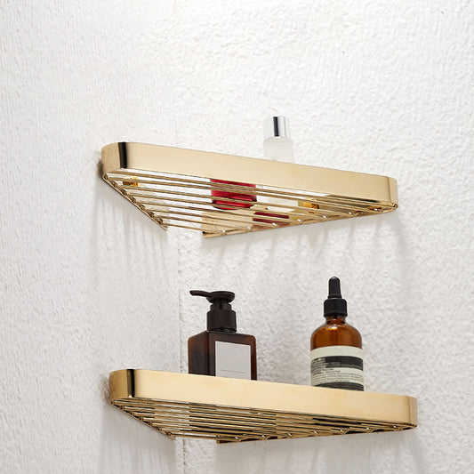 Frendorf | 2-teiliges modernes Badezimmer-Zubehörset, poliertes Chrom/Gold, Badablage