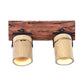 Frendorf | Vintage Zylinder Wandlamp Sconces 2/3-Lichts Bamboe Wandlamp in Bruin met Lineaire Houten Achterplaat