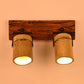 Frendorf | Vintage Zylinder Wandlamp Sconces 2/3-Lichts Bamboe Wandlamp in Bruin met Lineaire Houten Achterplaat