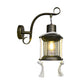 Frendorf | 1-Bulb Metal Wall Mounted Light Industrial Brass/Kupfer Gebogene Arm Wandleuchte mit Laterne Klarglas-Schirm