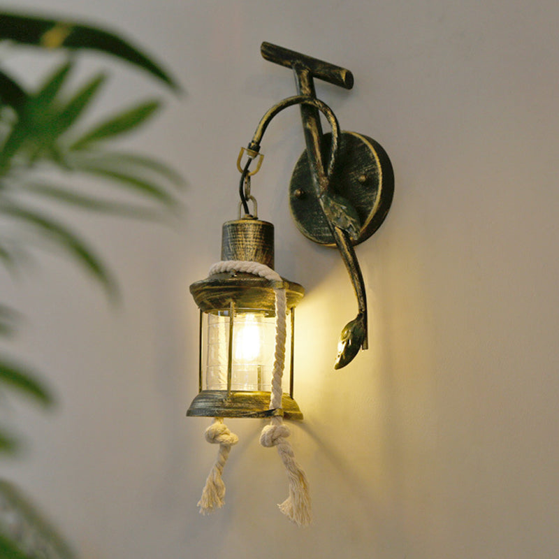 Frendorf | Messing 1 Licht Wandmontage Verlichting Magazijn Metalen Kerosine Wandlamp Sconces met Bladontwerp