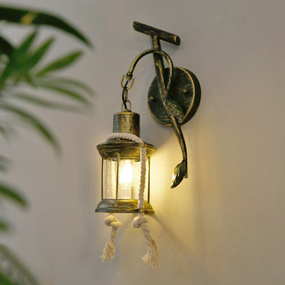 Frendorf | Messing 1 Licht Wandmontage Verlichting Magazijn Metalen Kerosine Wandlamp Sconces met Bladontwerp