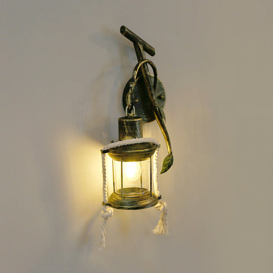 Frendorf | Messing 1 Licht Wandmontage Verlichting Magazijn Metalen Kerosine Wandlamp Sconces met Bladontwerp