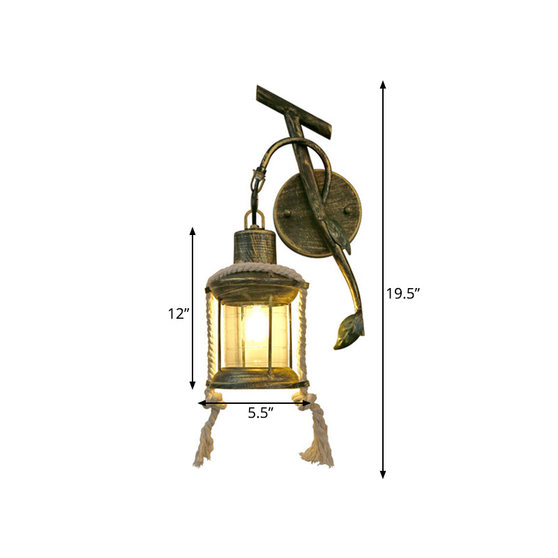 Frendorf | Messing 1 Licht Wandmontage Verlichting Magazijn Metalen Kerosine Wandlamp Sconces met Bladontwerp