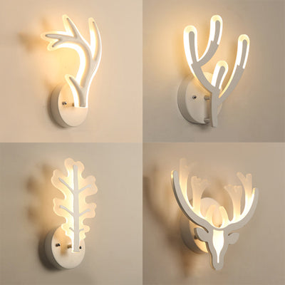 Hirschhorn LED Wandlicht Tierstil Acryl Wandleuchte in Weiß für Erwachsene Kinder Schlafzimmer