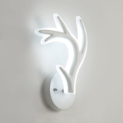 Hirschhorn LED Wandlicht Tierstil Acryl Wandleuchte in Weiß für Erwachsene Kinder Schlafzimmer