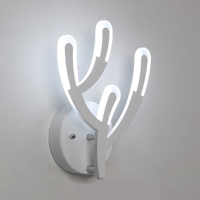 Hirschhorn LED Wandlicht Tierstil Acryl Wandleuchte in Weiß für Erwachsene Kinder Schlafzimmer