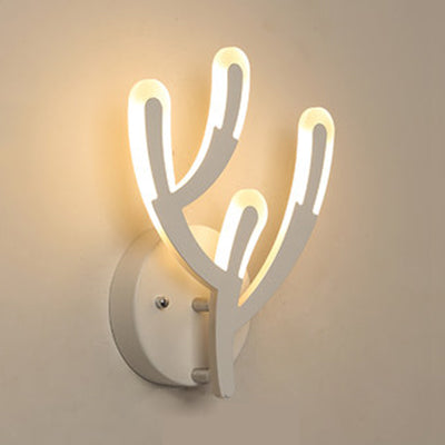 Hirschhorn LED Wandlicht Tierstil Acryl Wandleuchte in Weiß für Erwachsene Kinder Schlafzimmer