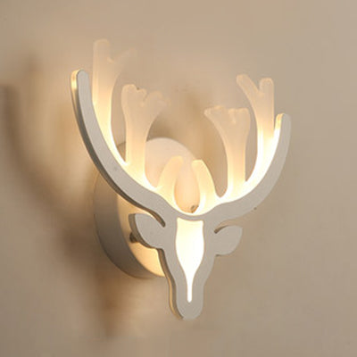 Hirschhorn LED Wandlicht Tierstil Acryl Wandleuchte in Weiß für Erwachsene Kinder Schlafzimmer