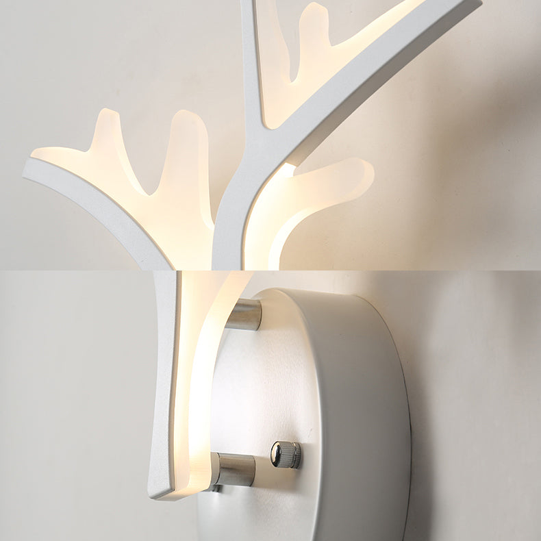 Hirschhorn LED Wandlicht Tierstil Acryl Wandleuchte in Weiß für Erwachsene Kinder Schlafzimmer