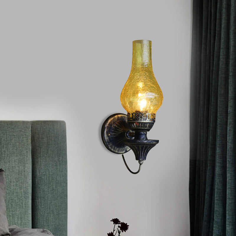 Frendorf | Fabrieksvaas Schaduw Wandlamp 1 Hoofd Geel/Helder Kraakglas Wandverlichting Armatuur voor Buiten