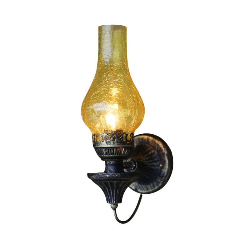 Frendorf | Fabrieksvaas Schaduw Wandlamp 1 Hoofd Geel/Helder Kraakglas Wandverlichting Armatuur voor Buiten