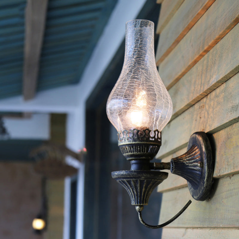 Frendorf | Fabrieksvaas Schaduw Wandlamp 1 Hoofd Geel/Helder Kraakglas Wandverlichting Armatuur voor Buiten