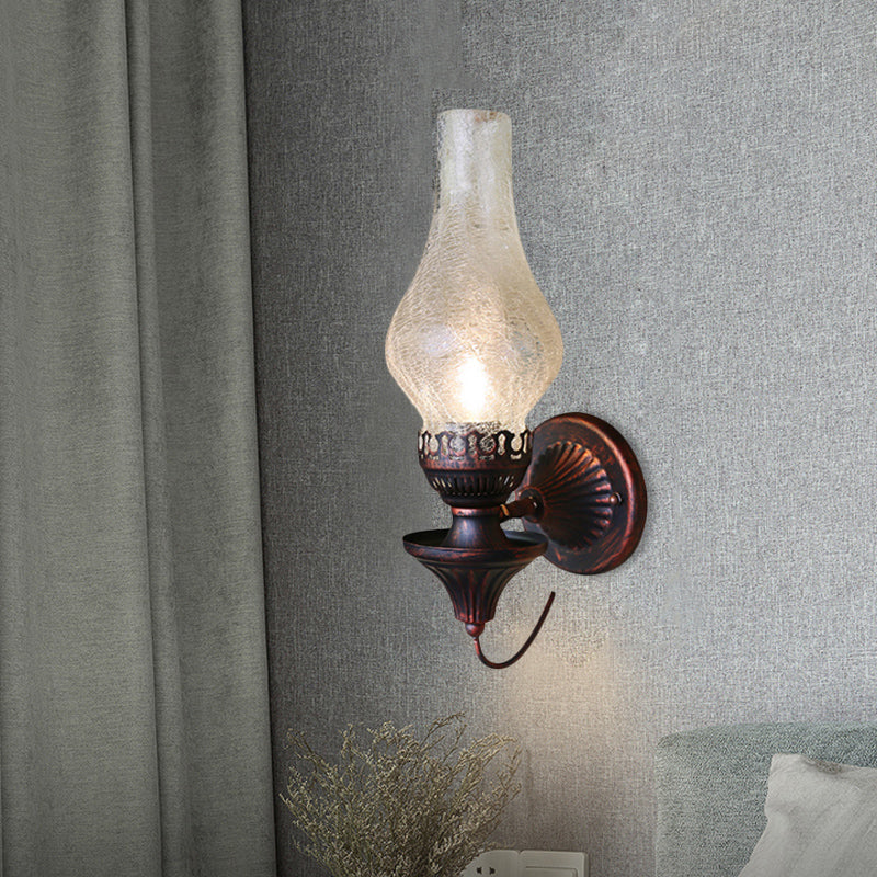 Frendorf | Fabrieksvaas Schaduw Wandlamp 1 Hoofd Geel/Helder Kraakglas Wandverlichting Armatuur voor Buiten