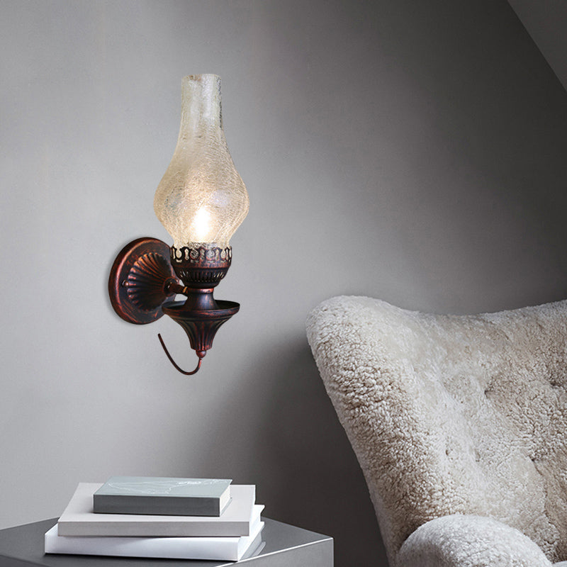 Frendorf | Fabrieksvaas Schaduw Wandlamp 1 Hoofd Geel/Helder Kraakglas Wandverlichting Armatuur voor Buiten