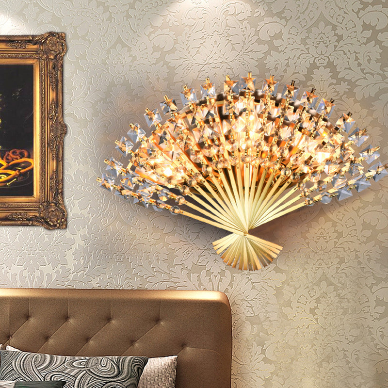 Frendorf | Fan-Shape Wandlamp Verlichting Moderne Metaal 3-Kops Gouden Afwerking Wandmontage Lamp Fixture