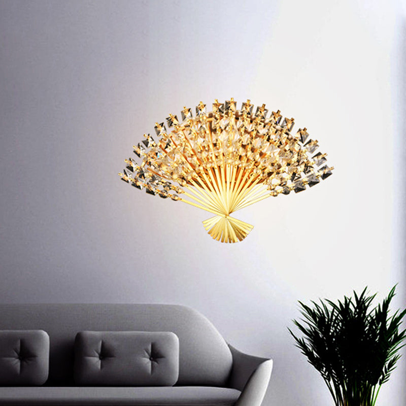 Frendorf | Fan-Shape Wandlamp Verlichting Moderne Metaal 3-Kops Gouden Afwerking Wandmontage Lamp Fixture