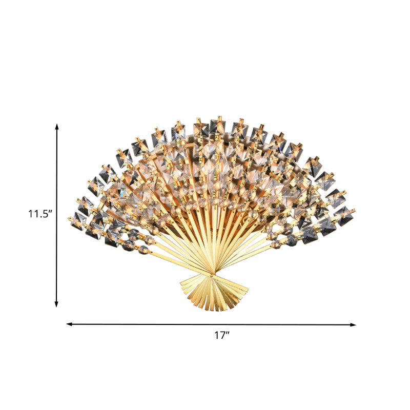 Frendorf | Fan-Shape Wandlamp Verlichting Moderne Metaal 3-Kops Gouden Afwerking Wandmontage Lamp Fixture