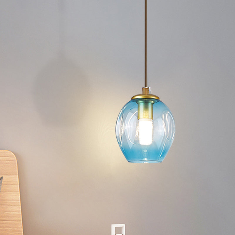 Frendorf | Post Modern 1 Licht Wandlamp Gouden Tulp Wandlamp Sconces met Blauw/Grijs Rimpeld Glas Schaduw