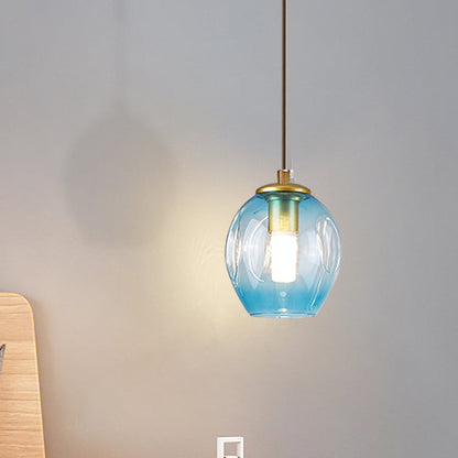 Frendorf | Post Modern 1 Licht Wandlamp Gouden Tulp Wandlamp Sconces met Blauw/Grijs Rimpeld Glas Schaduw