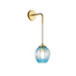 Frendorf | Post Modern 1 Licht Wandlamp Gouden Tulp Wandlamp Sconces met Blauw/Grijs Rimpeld Glas Schaduw