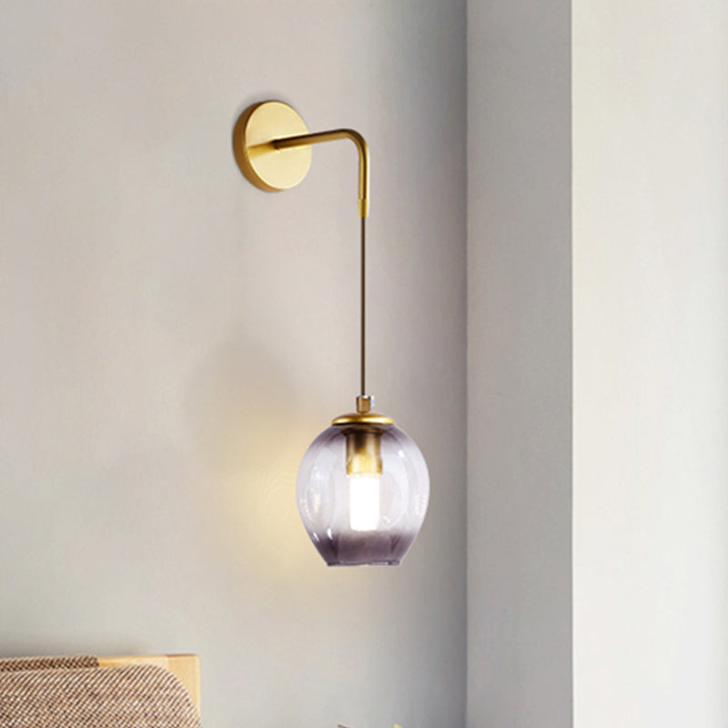 Frendorf | Post Modern 1 Licht Wandlamp Gouden Tulp Wandlamp Sconces met Blauw/Grijs Rimpeld Glas Schaduw