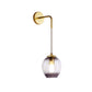 Frendorf | Post Modern 1 Licht Wandlamp Gouden Tulp Wandlamp Sconces met Blauw/Grijs Rimpeld Glas Schaduw