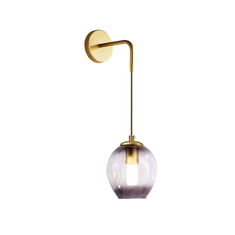 Frendorf | Post Modern 1 Licht Wandlamp Gouden Tulp Wandlamp Sconces met Blauw/Grijs Rimpeld Glas Schaduw