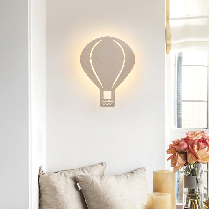 Schöne beige Wandlampe mit Cartoon-Muster Holz LED Wandlampe für Wohnzimmer Kinderzimmer