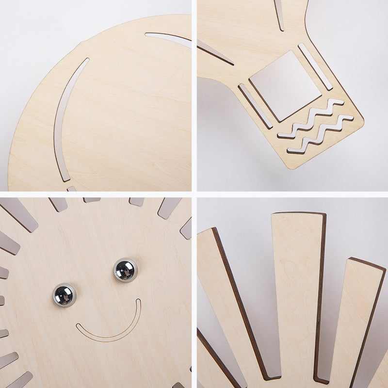 Frendorf | Schöne beige Wandlampe mit Cartoon-Muster, Holz-LED-Wandlampe für Wohnzimmer und Kinderzimmer