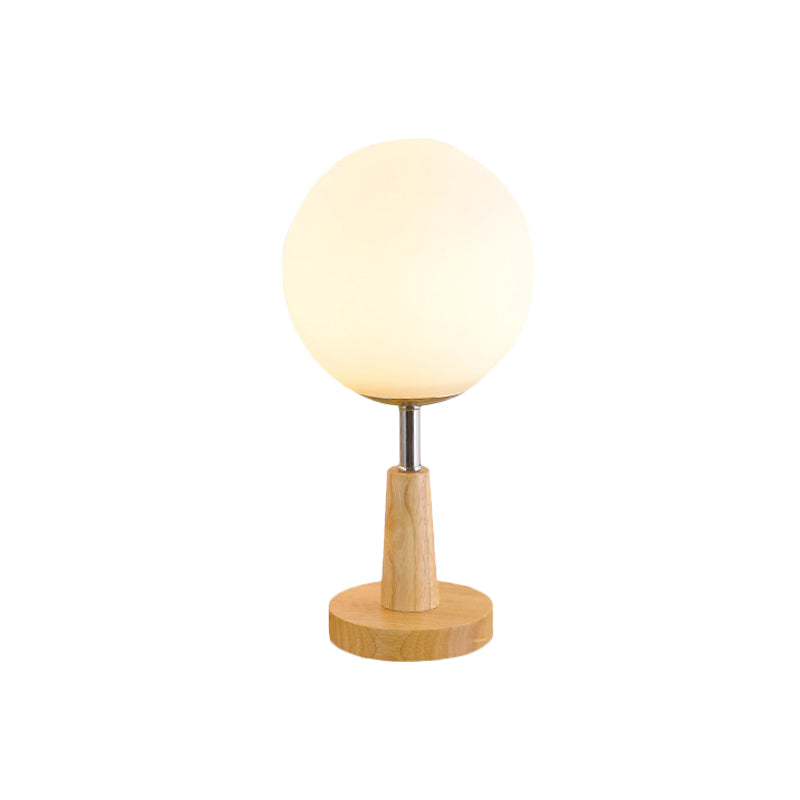 Globe/Zylinder/Quadratische Nachttischlampe Modernist Satinierte Glas 1 Licht Holz Nachttischlampe für Nachtseite