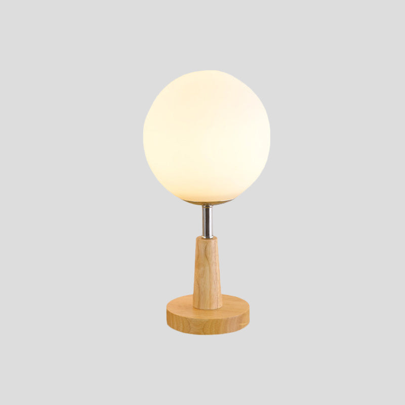 Globe/Zylinder/Quadratische Nachttischlampe Modernist Satinierte Glas 1 Licht Holz Nachttischlampe für Nachtseite