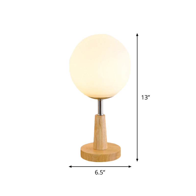 Globe/Zylinder/Quadratische Nachttischlampe Modernist Satinierte Glas 1 Licht Holz Nachttischlampe für Nachtseite